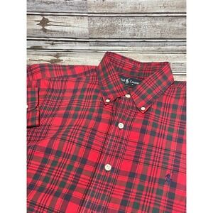 Ralph Lauren Blake Plaid Button Down Shirt Mens Long Sleeve Red Black Large‎